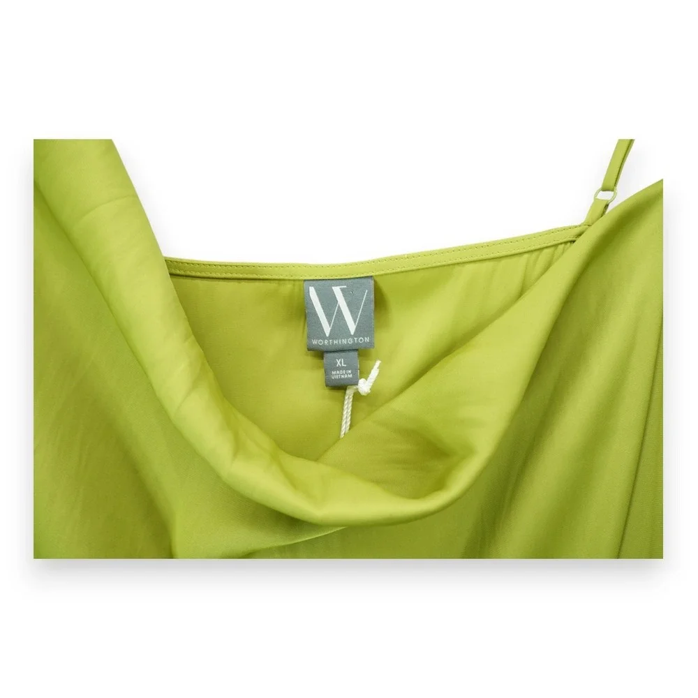 NWT Worthington Sleeveless Maxi Dress Green Women's XL Side Zip MSRP $100‎